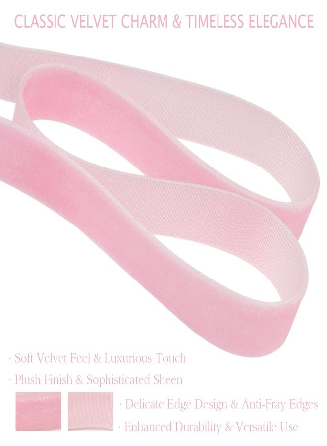 Mlurcu Pink Velvet Ribbon 5/8 Inch 25 Yds Vintage Thin Light Pink Velvet Ribbon for Christmas Tree, Gift Wrapping, Garland & Wreath Bows Making, Sewing Trim, DIY Crafts, Valentine's Day Wedding & Home Decor - Image 3